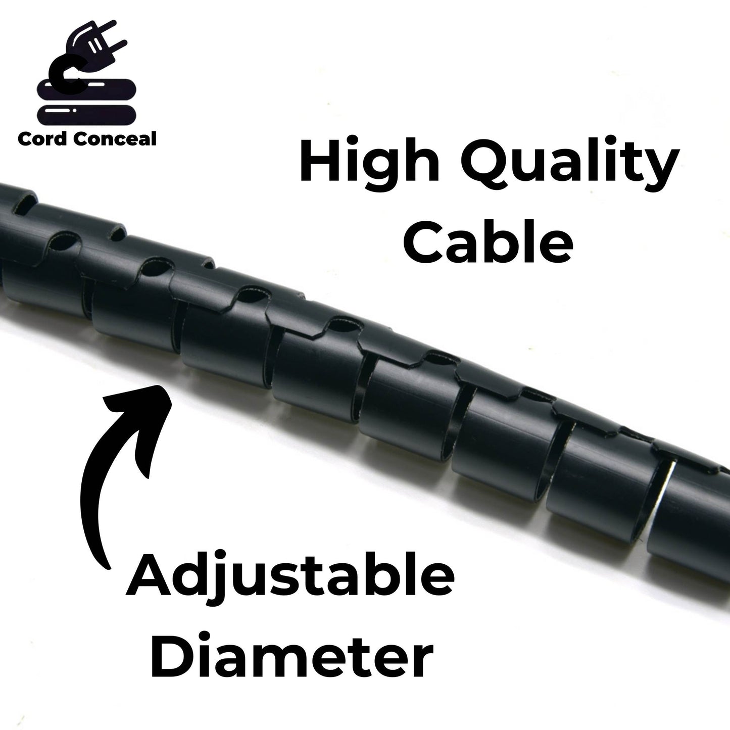 CordConceal Expandable Cable Management Sleeve (9.5 foot length)